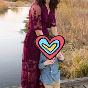 Maroon Lace Romper Dress